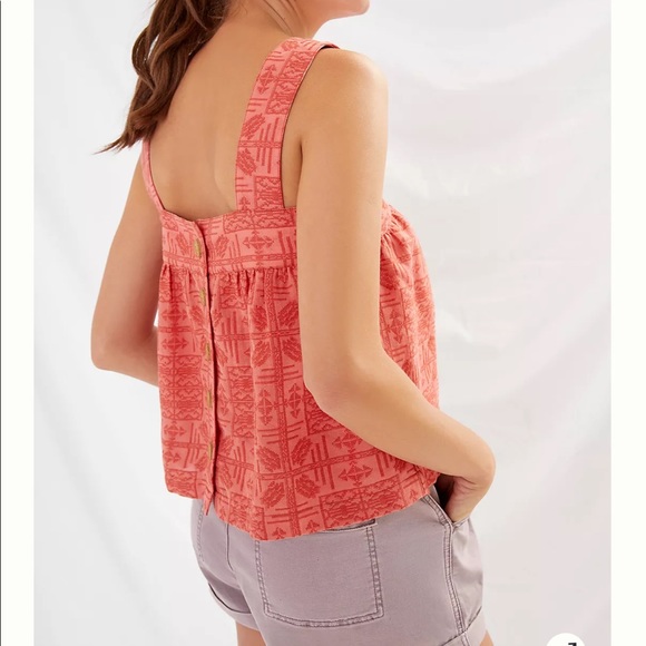 Anthropologie Tops - Embroidered Button-Back Tank